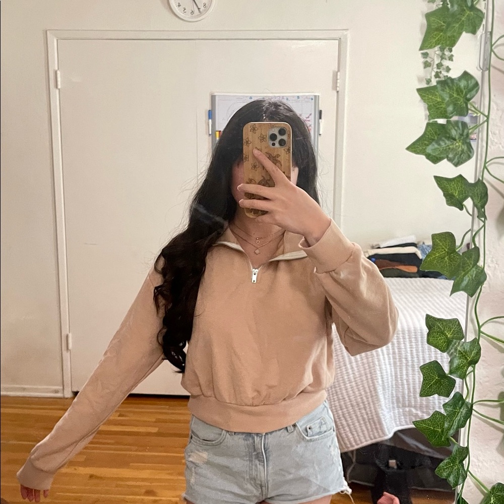 Pink quarter zip sweater